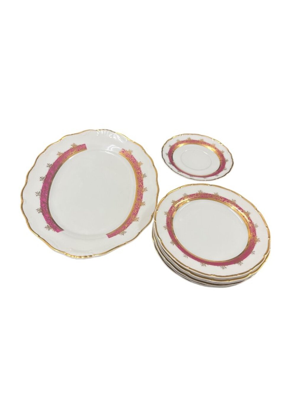 MZ Czechoslovakia 8 piece hand painted gold porcelain dinning set SKU 10859
